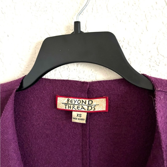 Beyond Threads Purple Bell Sleeve Alpaca Wool One Button Jacket Size XS - Picture 6 of 8